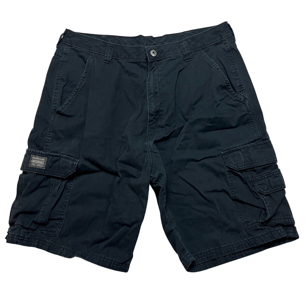 Wrangler Cargo Shorts Mens 36 Black Originals 60ORBBL 100% Cotton Utility Pocket